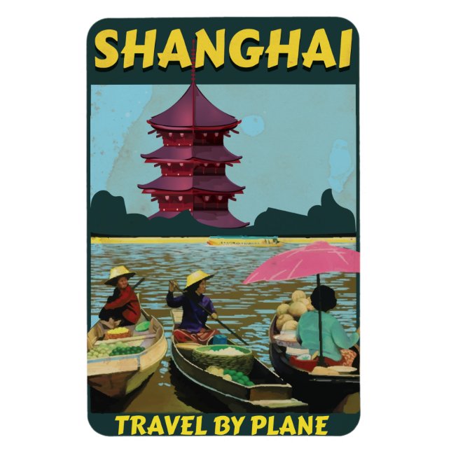 Ímã Viagens vintage Xangai (Vertical)