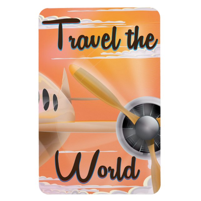 Ímã Viaje pelo Mundo Cartaz clássico de avião Noturno (Vertical)