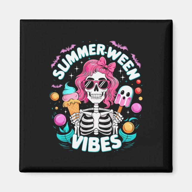 Imã Vibes Skeleton Férias Estragadas Verão de Hallowee (Frente)