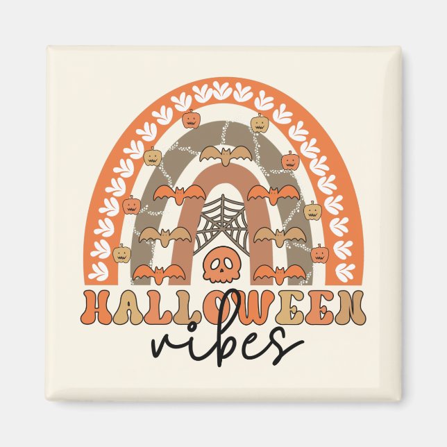Imã Vibrações de Halloween Boho Arco-íris Outono Hallo (Frente)