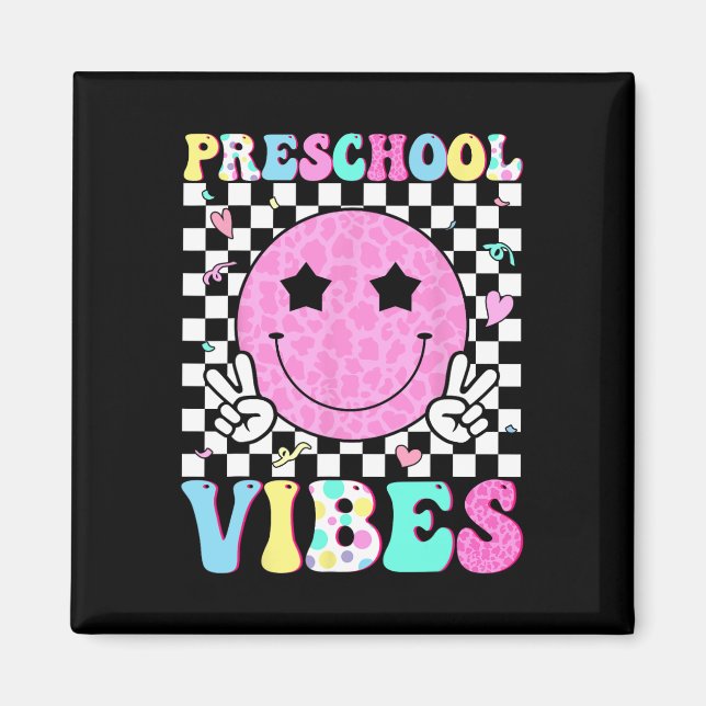 Imã Vibrações de Pré-Escola Rosto Sorridente De Volta  (Frente)