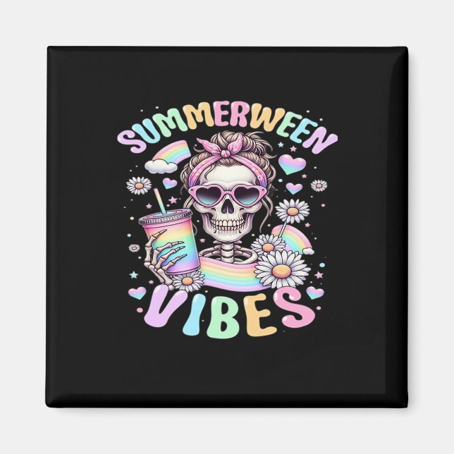 Imã Vibrações de Summerween Doce Garota Esqueleto Verã (Frente)