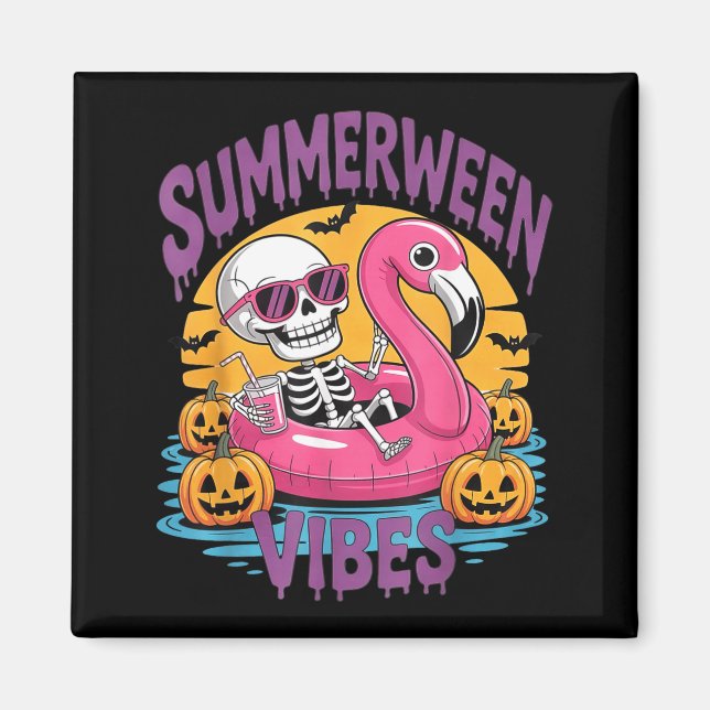 Imã Vibrações de Summerween Flamingo Esqueleto Hallowe (Frente)