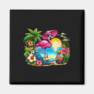 Imã Vibrações de verão flamingo rosa praia palmeira ve