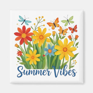 Imã Vibrações de Verão Floral com Borboletas