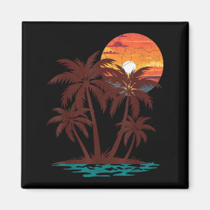 Imã Vibrações de Verão Retro 70s 80s Praia Pôr do Sol 