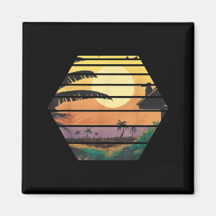 Imã Vibrações de Verão Tropical Pôr do Sol Palmeiras R