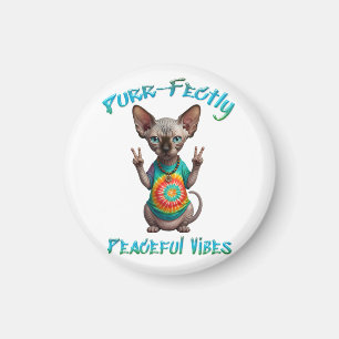 Imã Vibrações Pacíficas de Gatinho Boho Hippie
