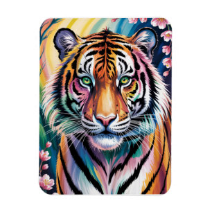 Ímã Vibrant Fantasy Tiger Portrait Exótico