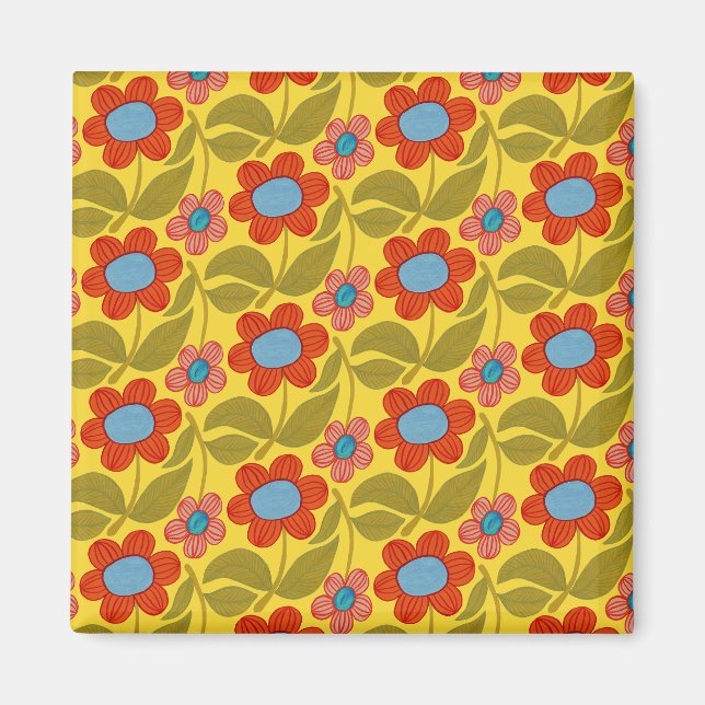 Imã Vibrant Flower Pattern Magnet (Frente)