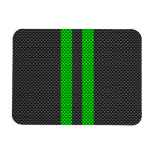 Ímã Vibrant Green Carbon Fiber Style Racing Stripes