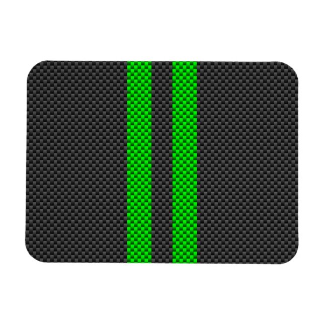 Ímã Vibrant Green Carbon Fiber Style Racing Stripes (Horizontal)