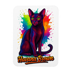 Ímã Vibrant Havana Brown Cat Pop Art - Moderno Colorid
