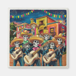 Imã Vibrant Skeleton Mariachi Banda Día de Los Muertos
