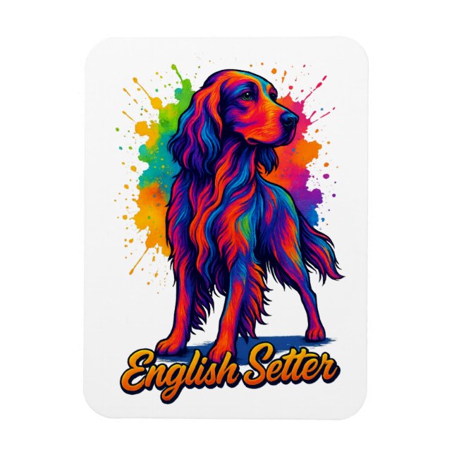 Ímã Vibrante Cachorro Setter Inglês em Arte Pop (Vertical)