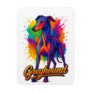 Ímã Vibrante Greyhound de Arte Pop Cinza