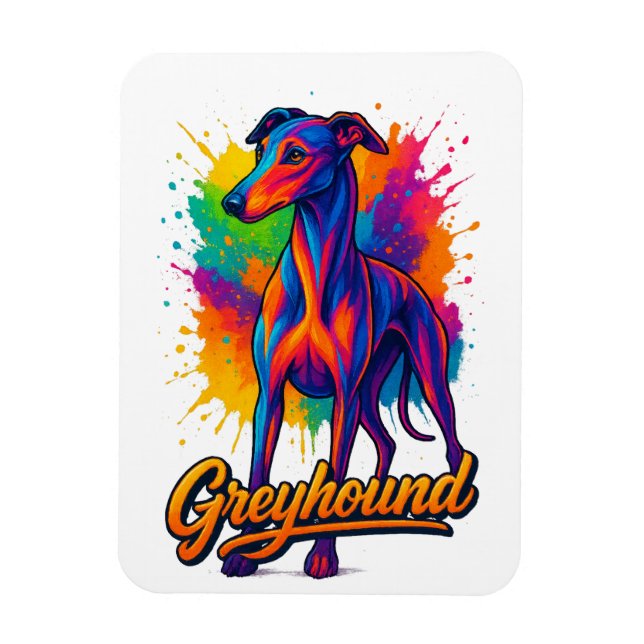Ímã Vibrante Greyhound de Arte Pop Cinza (Vertical)