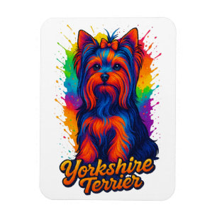 Ímã Vibrante Yorkshire Terrier de Arte Pop – Neon Colo