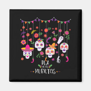 Imã Vibrantes Caveiras Calavera de Açúcar Dia do Gover