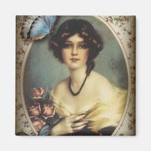 Imã Victorian parisiense da menina da borboleta floral