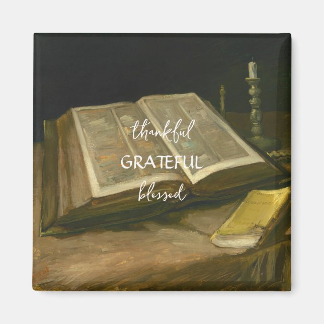 Imã Vida contínua com Bíblia por Vincent Van Gogh (Frente)