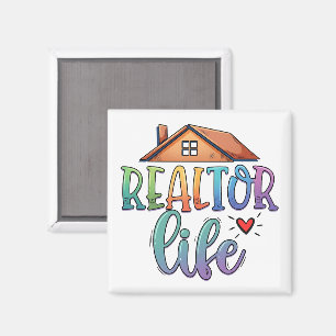 Imã Vida de Corretor Imobiliário Arco-Íris Personaliza