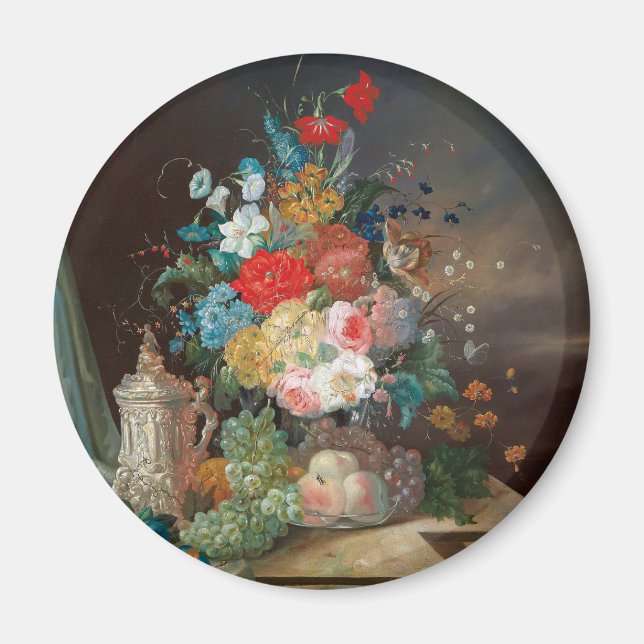 Imã Vida Estática Doméstica: Flores e Fruta (Frente)