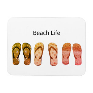 Ímã Vida na praia e Chinelos vermelhos