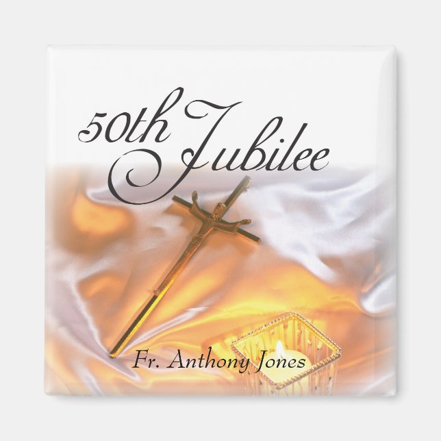 Imã Vida Religiosa Jubilar ouro, Velas Cruzadas (Frente)