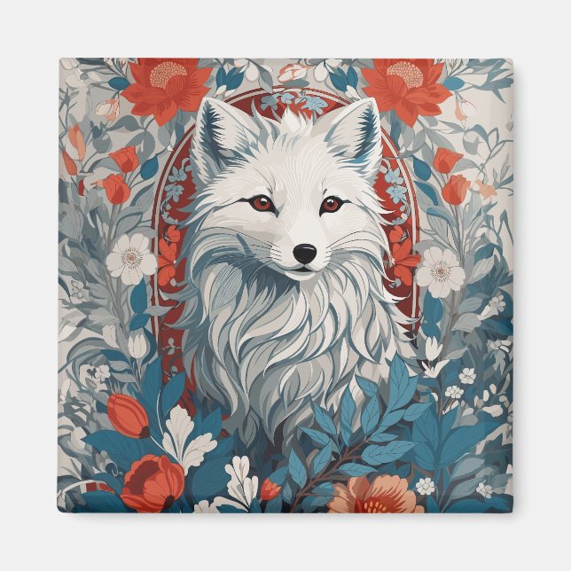 Imã Vida Selvagem de Raposa Ártica Mesmerizante (Frente)