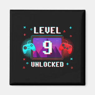 Imã Vídeo de Nível 9 Desbloqueado Gamer Divertido Aniv