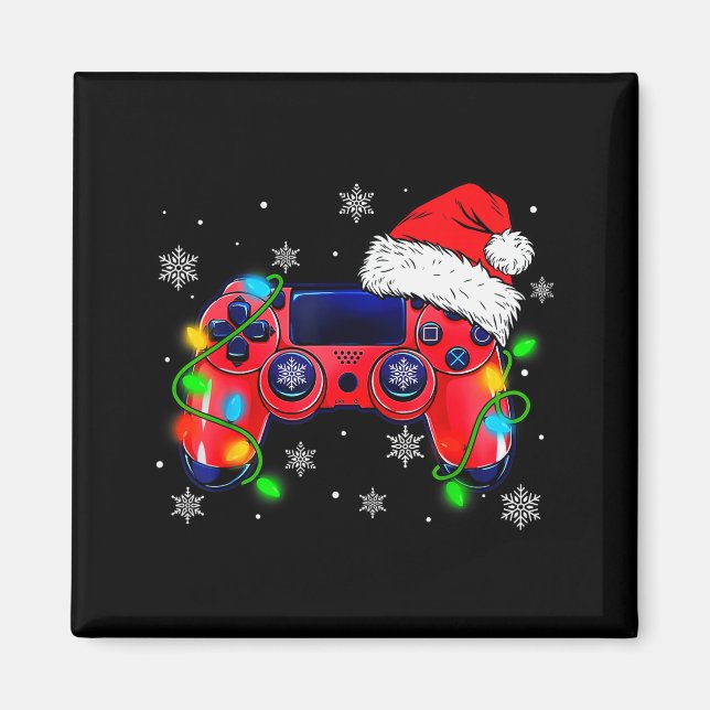 Imã Video Game Controller Christmas Santa Hat Gamer Bo (Frente)