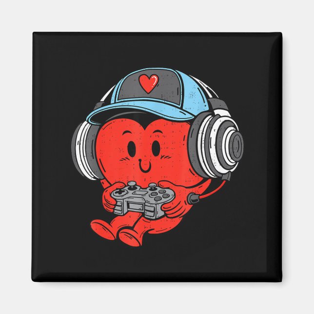 Imã Video Game Gamer Heart Valentines Day Gaming Boys  (Frente)