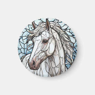 Imã Vidro colorido Cavalo Branco