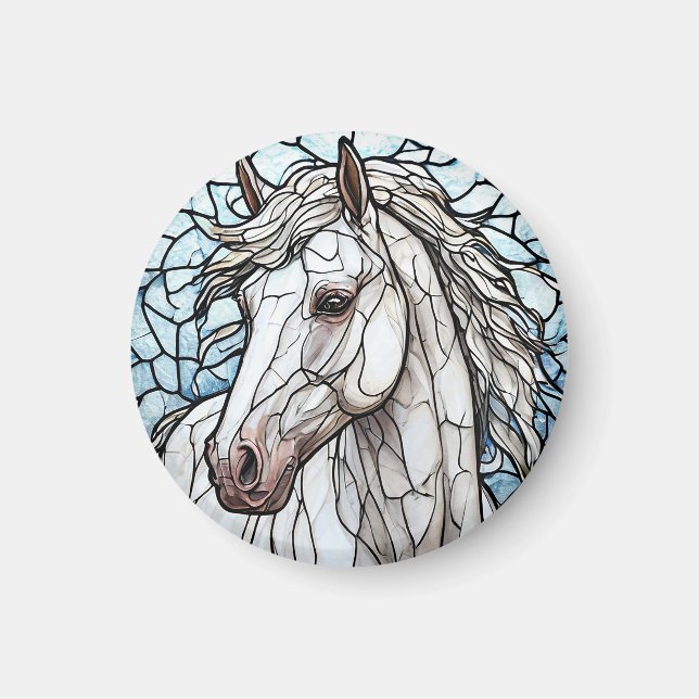Imã Vidro colorido Cavalo Branco (Frente)