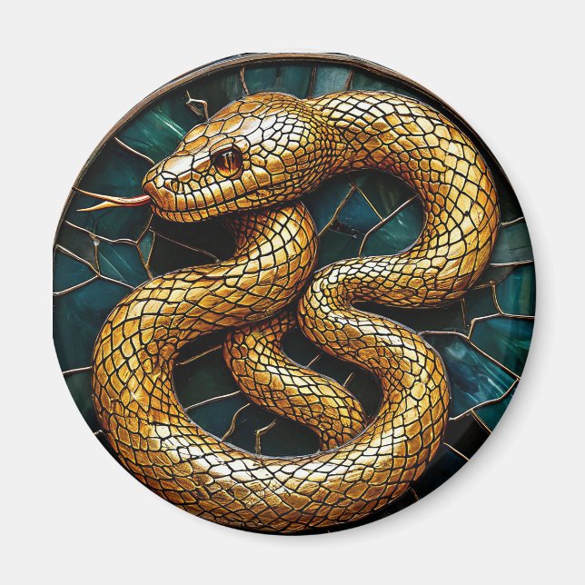 Imã Vidro colorido cobra dourada (Frente)