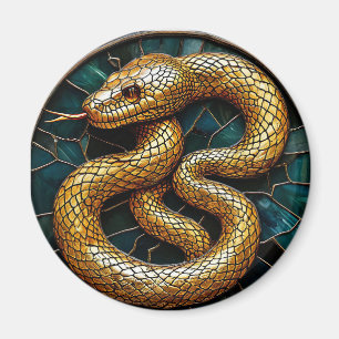 Imã Vidro colorido de cobra dourada