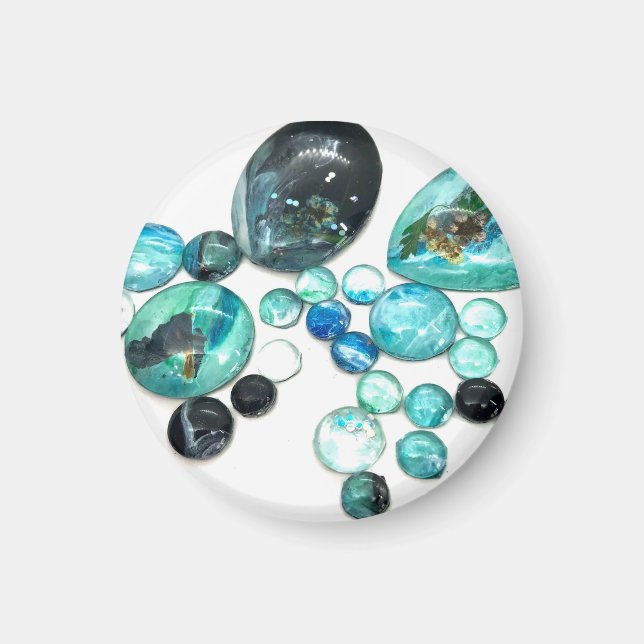 Imã Vidro-do-mar flores e bexiga (Frente)