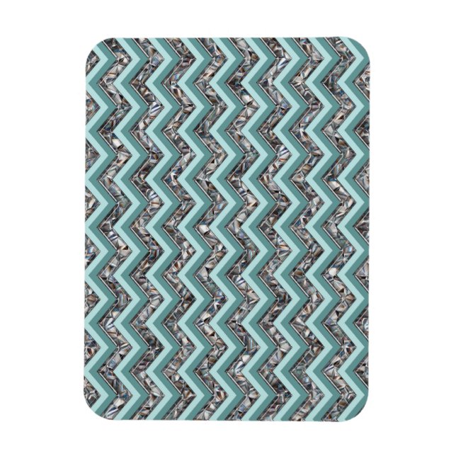 Ímã Vidro Escuro e Zigzag Teal (Vertical)