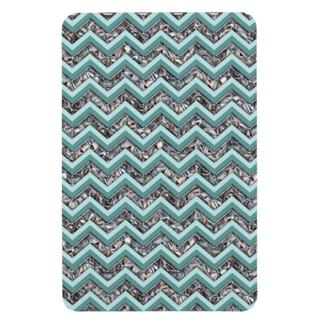 Ímã Vidro Escuro e Zigzag Teal (Vertical)
