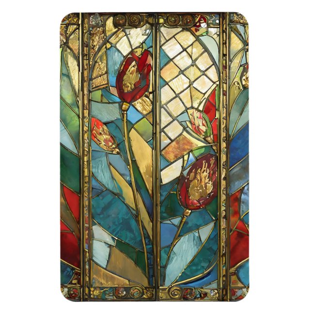 Ímã Vidro Vermelho Chefe Poppies no nascer do Sol (Vertical)