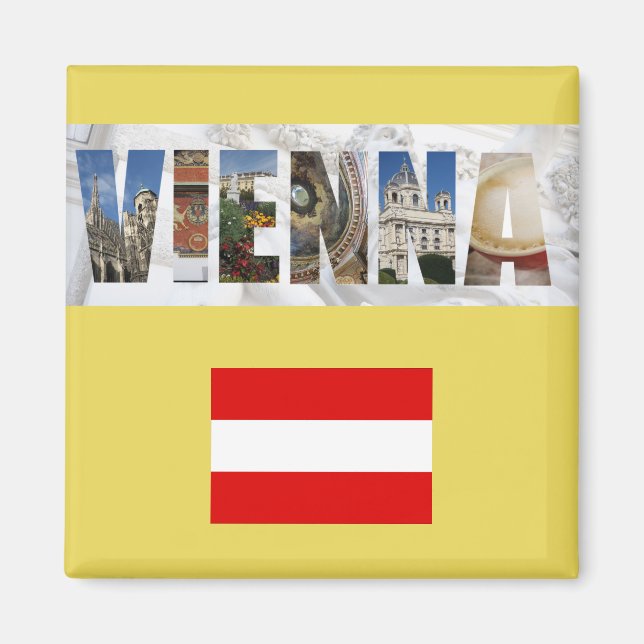 Imã Viena Áustria Bandeira Viagem Fotografias (Frente)