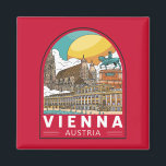 Imã Viena Áustria - Viagem Retro Emblem<br><div class="desc">Retro viagem de Viena em estilo emblema. O seu legado artístico e intelectual foi moldado por residentes,  incluindo Mozart,  Beethoven e Sigmund Freud.</div>