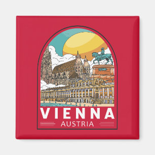 Imã Viena Áustria - Viagem Retro Emblem