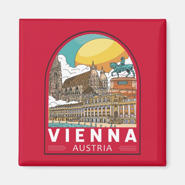 Imã Viena Áustria - Viagem Retro Emblem (Frente)