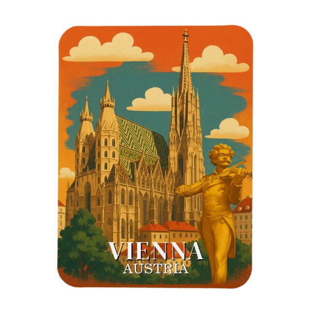 Ímã Viena Áustria - Viagens vintage Europeia (Vertical)