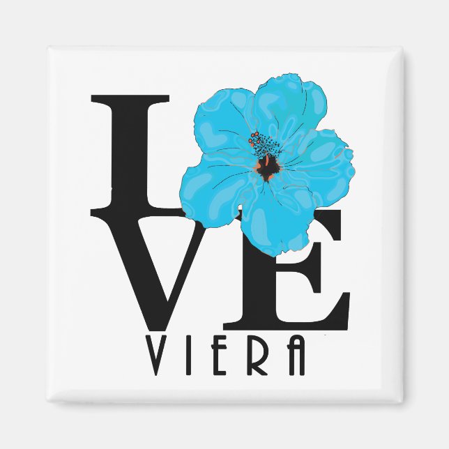 Imã Viera LOVE Blue Hibiscus Magnet (Frente)