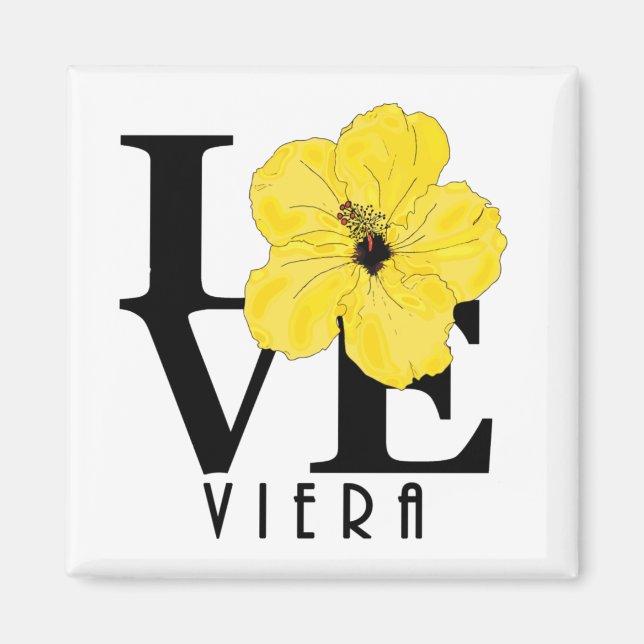 Imã Viera LOVE Yellow Hibiscus Magnet (Frente)