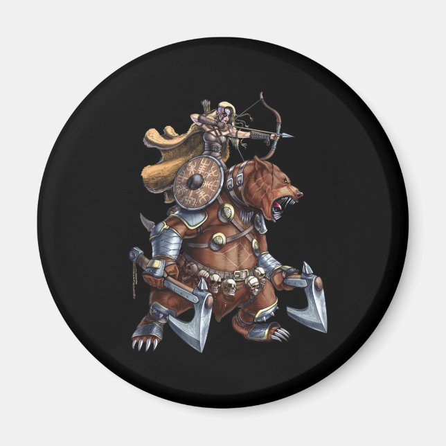 Imã Viking Archer Fugindo Urso de Guerra (Frente)