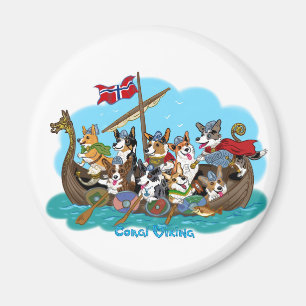 Imã Vikingship cheio de Corgis